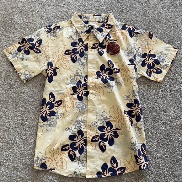 Hawaiian Floral Vacation Vintage Inspired Button Up Cotton Collared Shirt S NWT - Picture 4 of 8